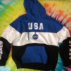 USA NASA logo space sweatshirt hoodie size L